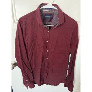 Men's Denim & Flower Long Sleeve Button Up Size Large